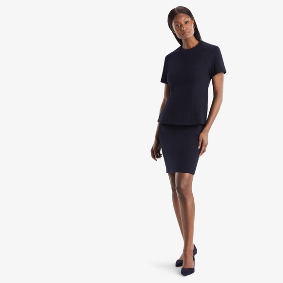 M.M. Lafleur The Krader Crew neck Top Textured Ponte In Navy Blue Size Medium - Picture 4 of 14